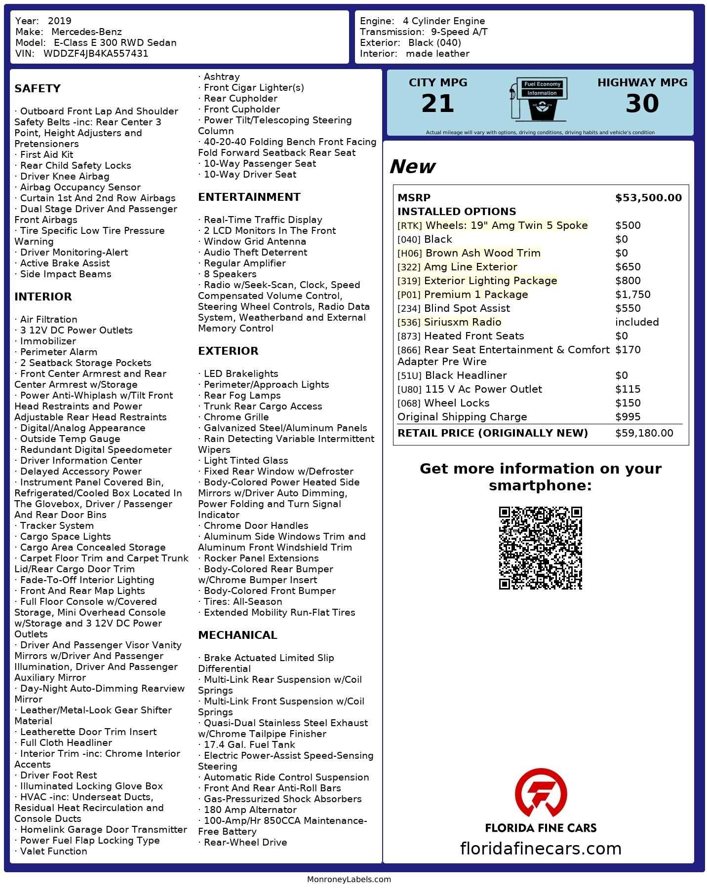 Florida Fine Cars - Used MERCEDES-BENZ E-CLASS 2019 MIAMI E 300