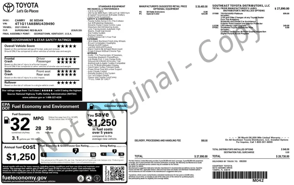 Florida Fine Cars - Used TOYOTA CAMRY 2021 ORLANDO SE