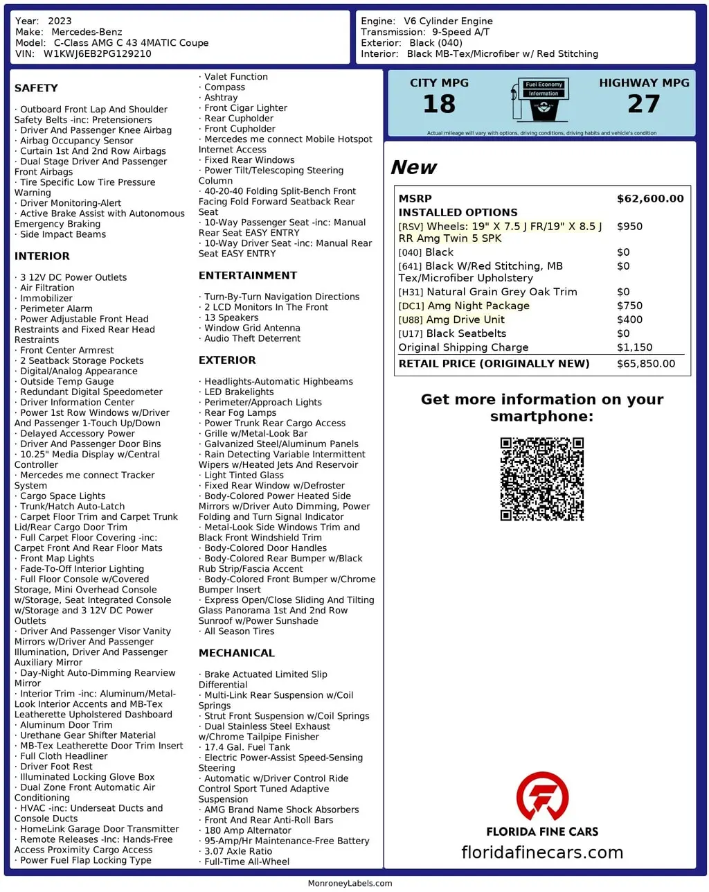 Florida Fine Cars - Used MERCEDES-BENZ C-CLASS 2023 MIAMI AMG C 43