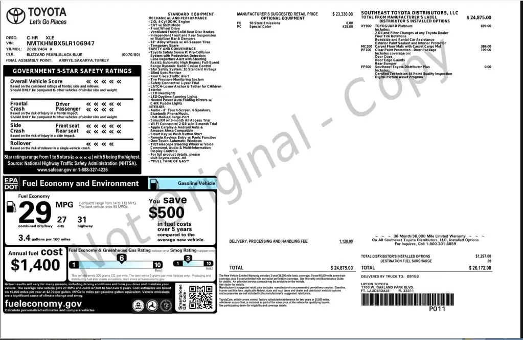 Florida Fine Cars - Used TOYOTA C-HR 2020 WEST PALM LE