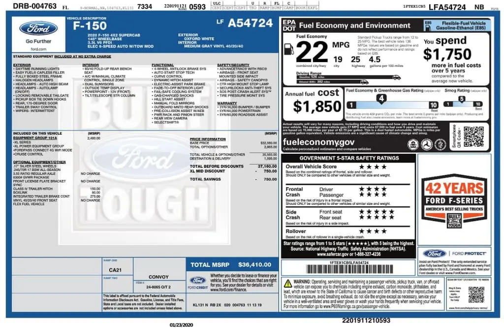 Florida Fine Cars - Used FORD F-150 2020 MARGATE XL