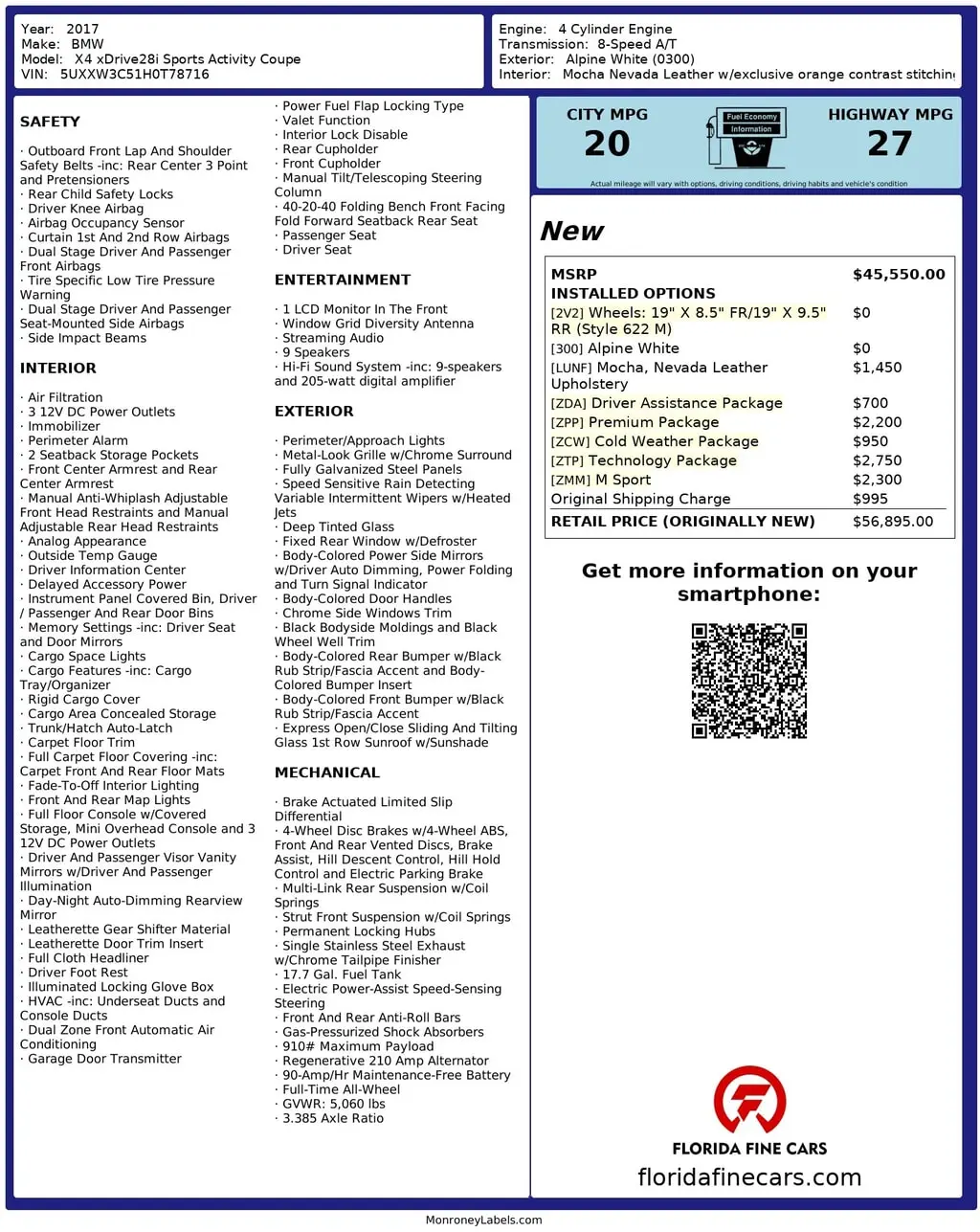 Florida Fine Cars - Used BMW X4 2017 WEST PALM XDRIVE28I