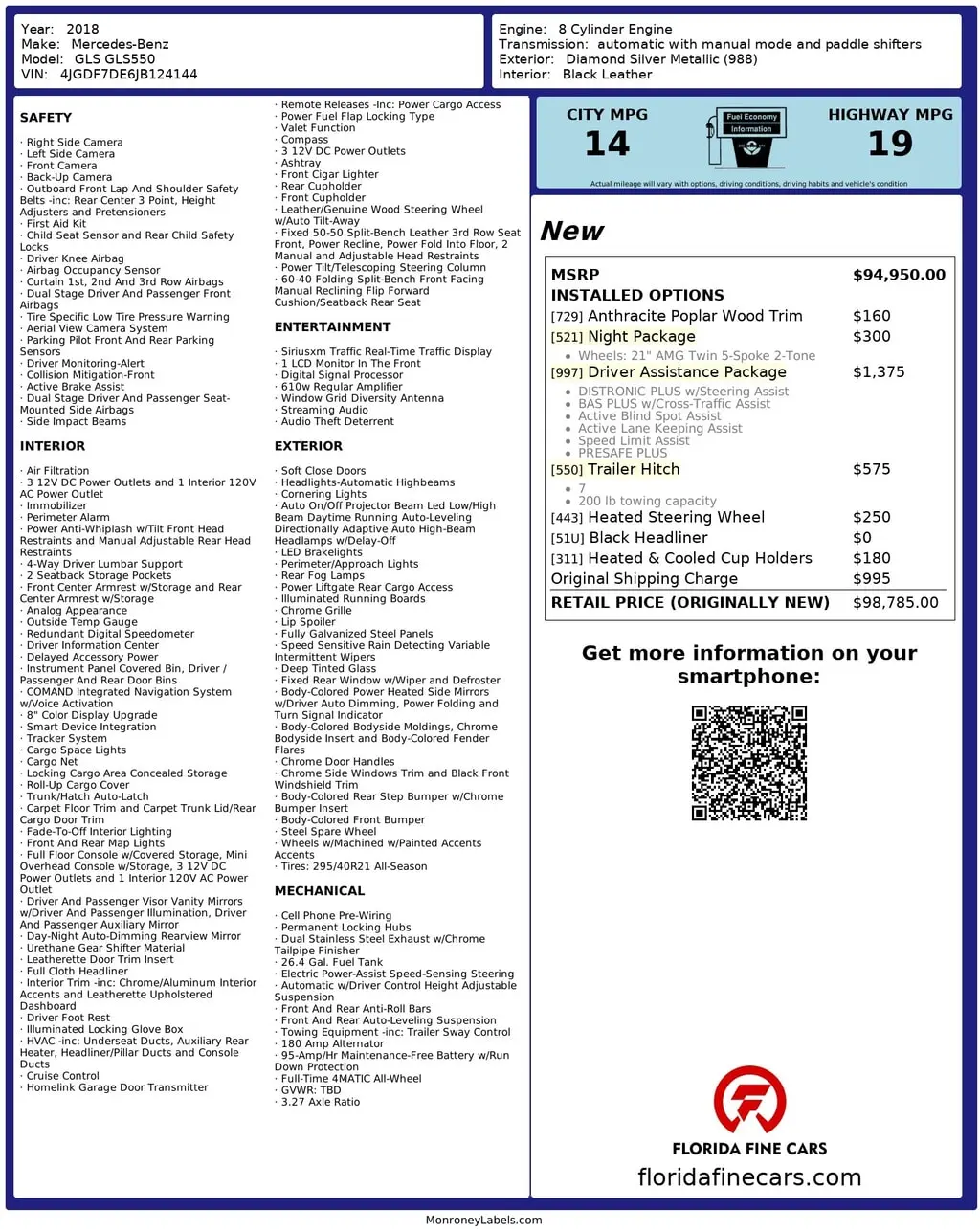 Florida Fine Cars - Used MERCEDES-BENZ GLS 2018 WEST PALM GLS 550