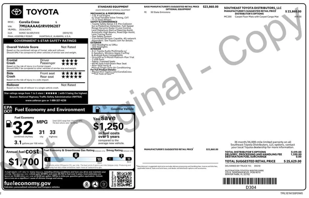 Florida Fine Cars - Used TOYOTA COROLLA CROSS 2024 WEST PALM L