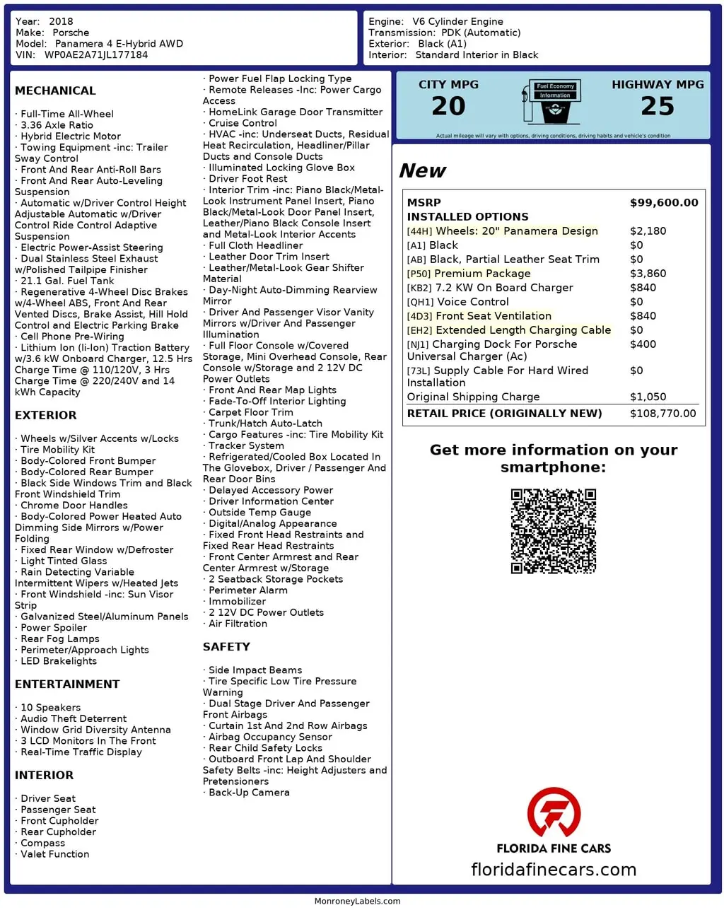 Florida Fine Cars - Used PORSCHE PANAMERA 2018 MIAMI 4 E-HYBRID