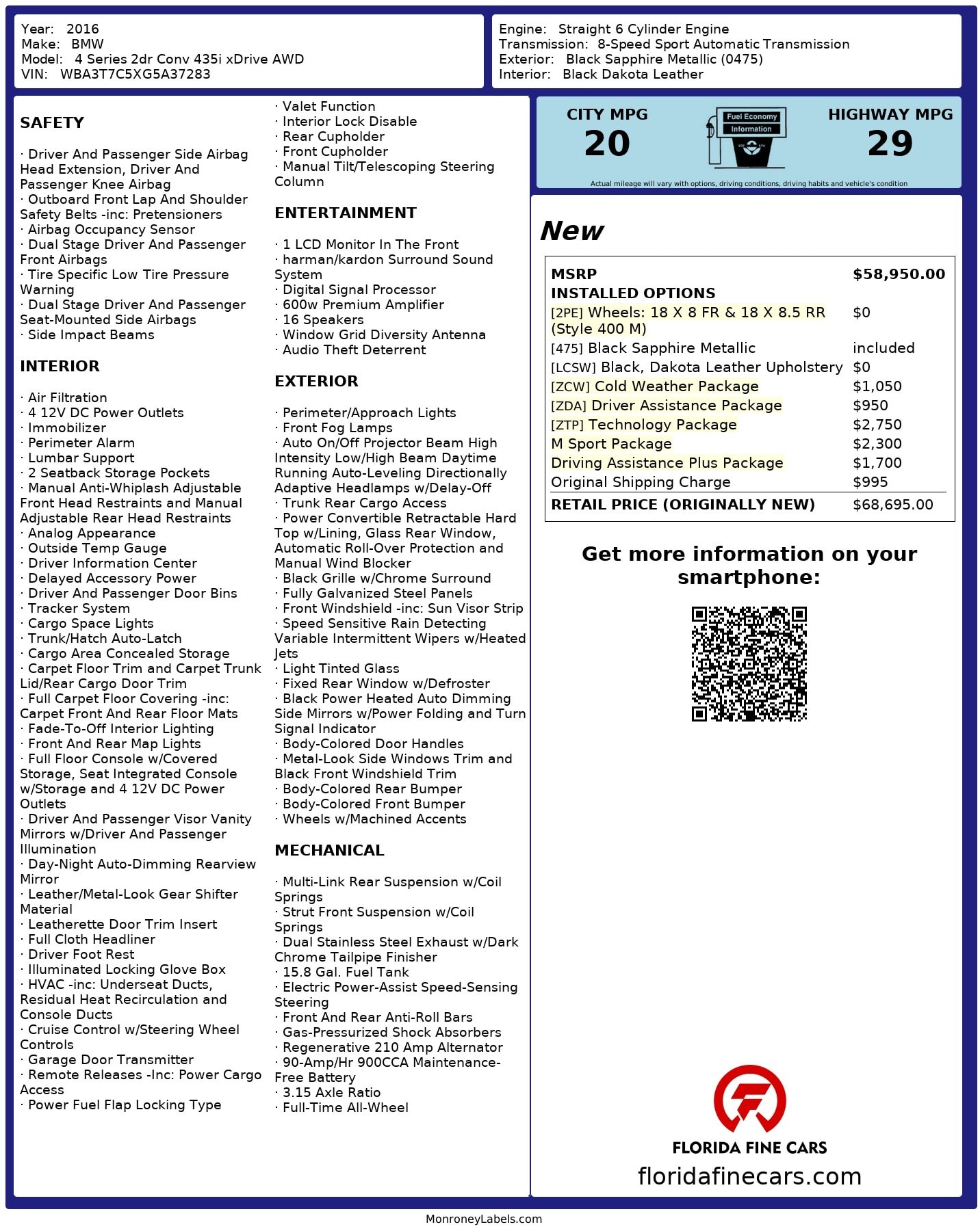 Florida Fine Cars - Used BMW 4 SERIES 2016 MIAMI 435I XDRIVE