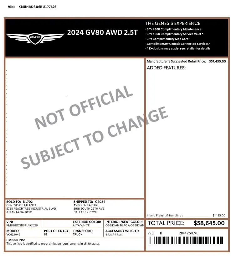 Florida Fine Cars - Used GENESIS GV80 2024 MARGATE 