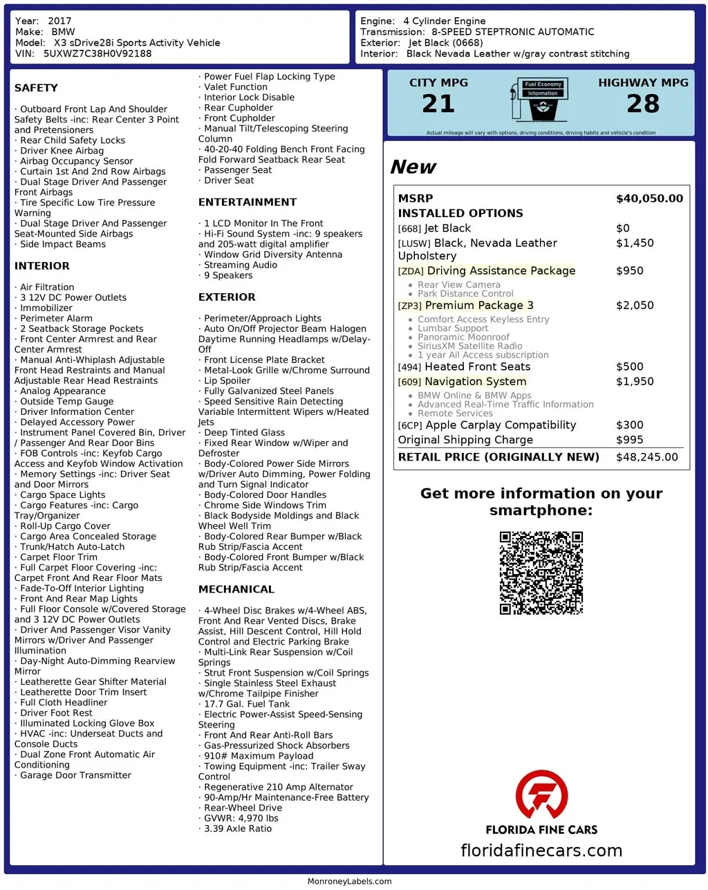 Florida Fine Cars - Used BMW X3 2017 WEST PALM SDRIVE28I