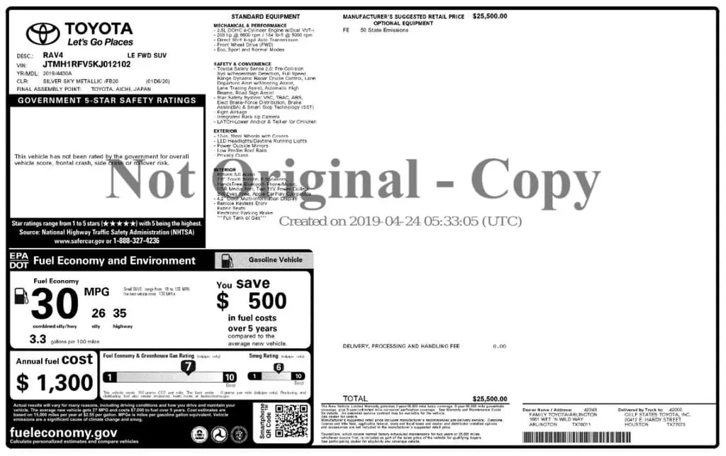 Florida Fine Cars - Used TOYOTA RAV4 2019 ORLANDO LE