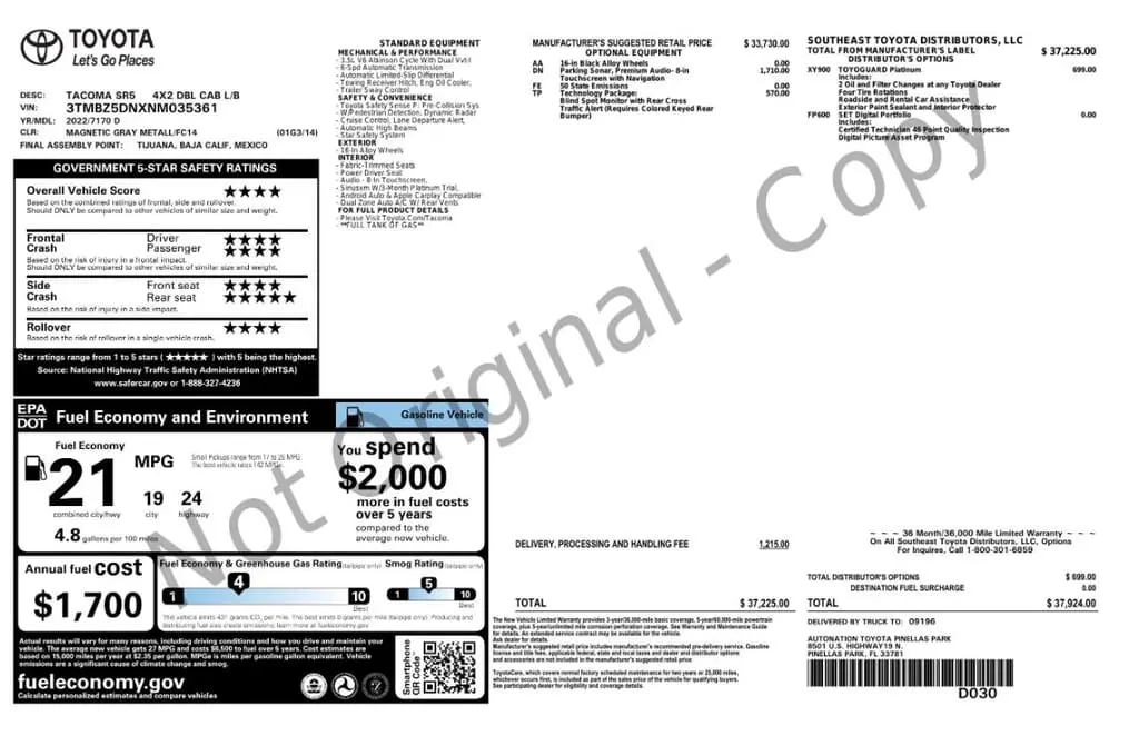 Florida Fine Cars - Used TOYOTA TACOMA 2WD 2022 MARGATE SR5