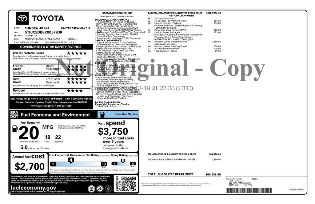 Florida Fine Cars - Used TOYOTA TUNDRA 4WD 2024 MARGATE LIMITED HYBRID