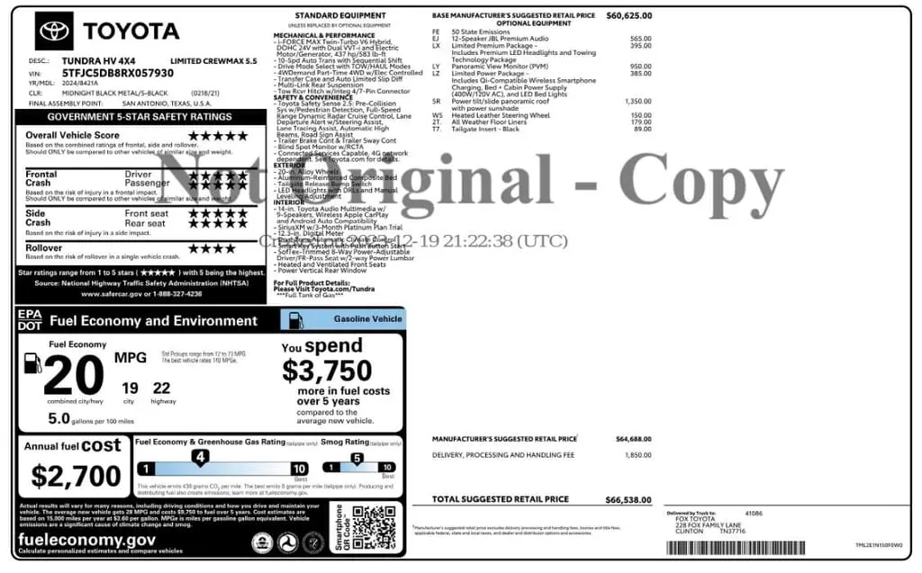 Florida Fine Cars - Used TOYOTA TUNDRA 4WD 2024 MARGATE LIMITED HYBRID