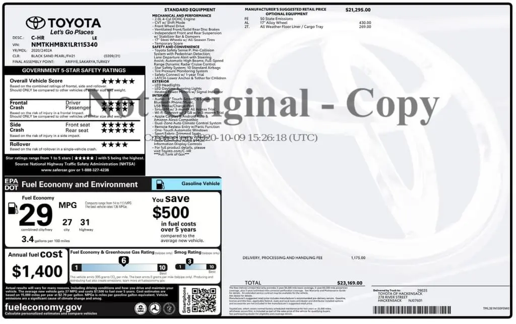 Florida Fine Cars - Used TOYOTA C-HR 2020 MARGATE LE