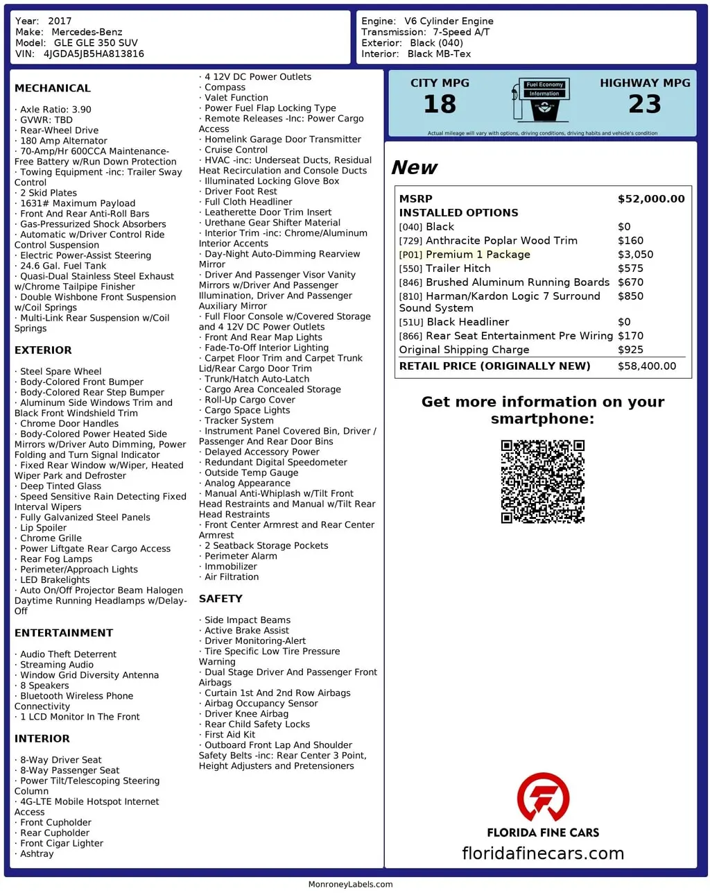 Florida Fine Cars - Used MERCEDES-BENZ GLE 2017 MIAMI GLE 350