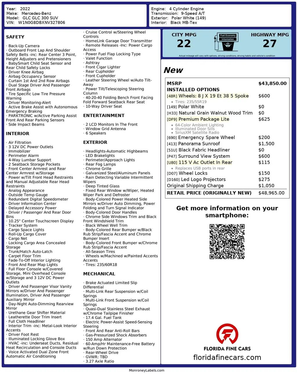 Florida Fine Cars - Used MERCEDES-BENZ GLC 2022 WEST PALM GLC 300