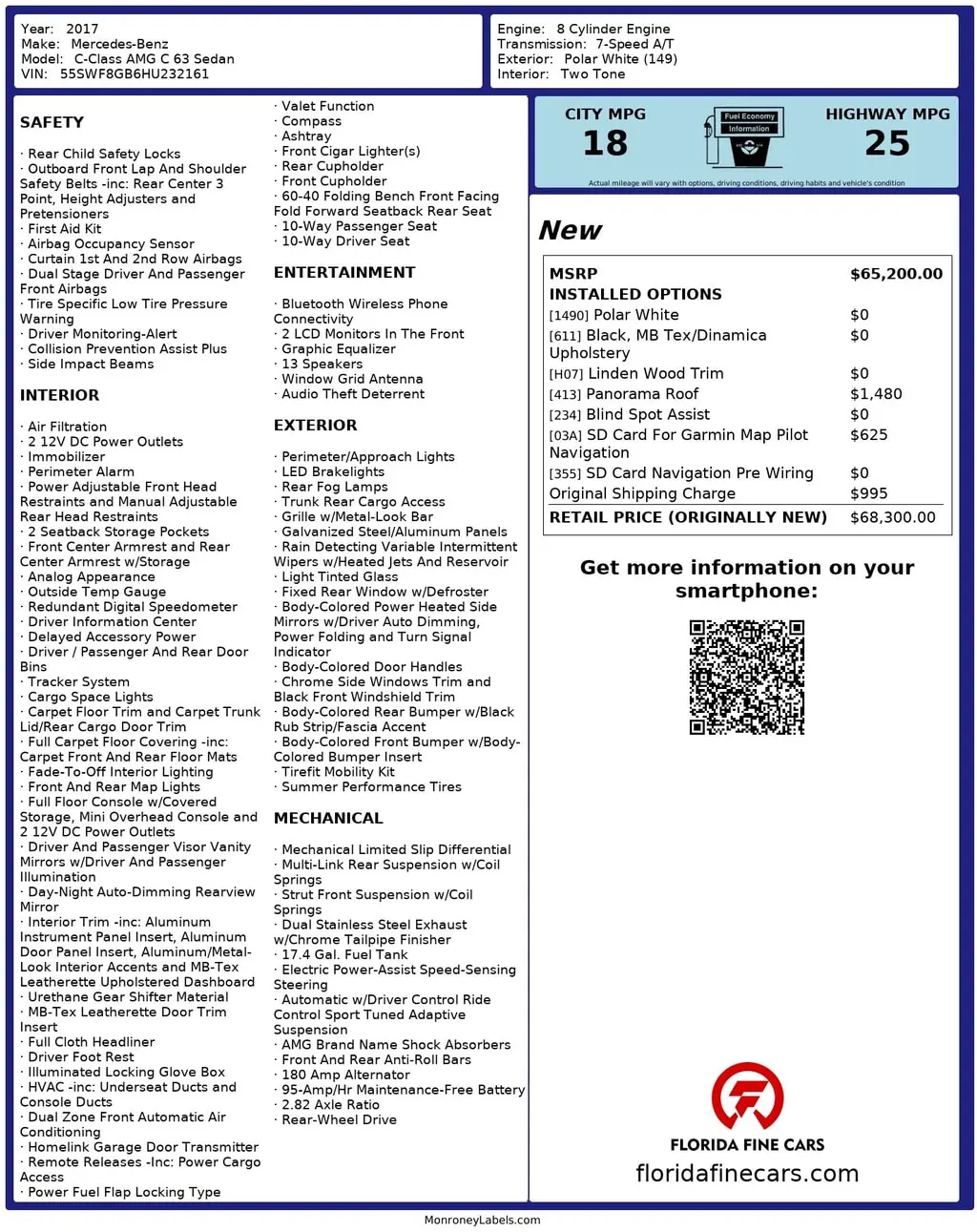 Florida Fine Cars - Used MERCEDES-BENZ C-CLASS 2017 MIAMI AMG C 63