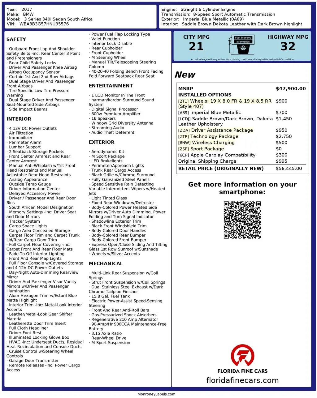 Florida Fine Cars - Used BMW 3 SERIES 2017 MARGATE 340I