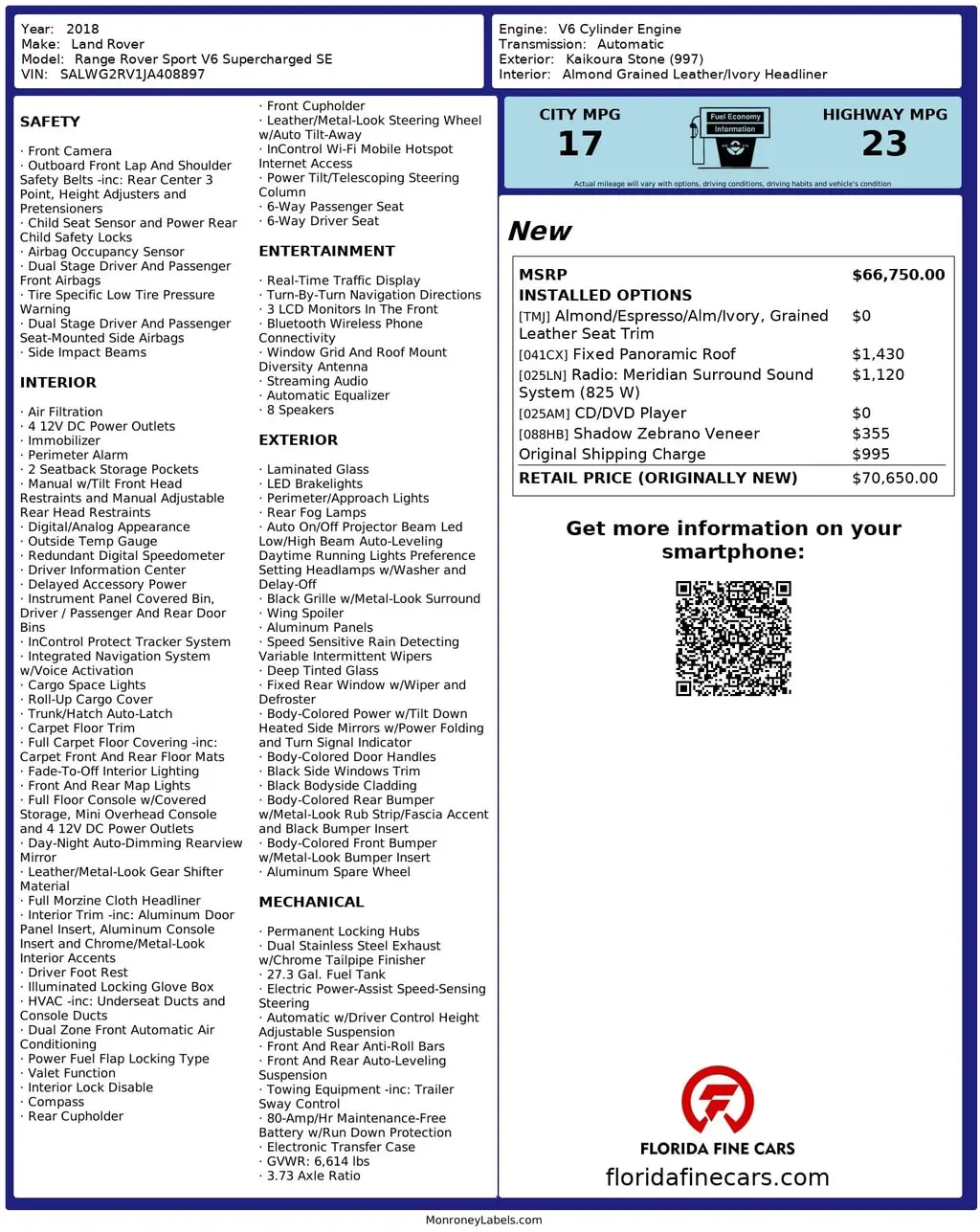 Florida Fine Cars - Used LAND ROVER RANGE ROVER SPORT 2018 MIAMI SE