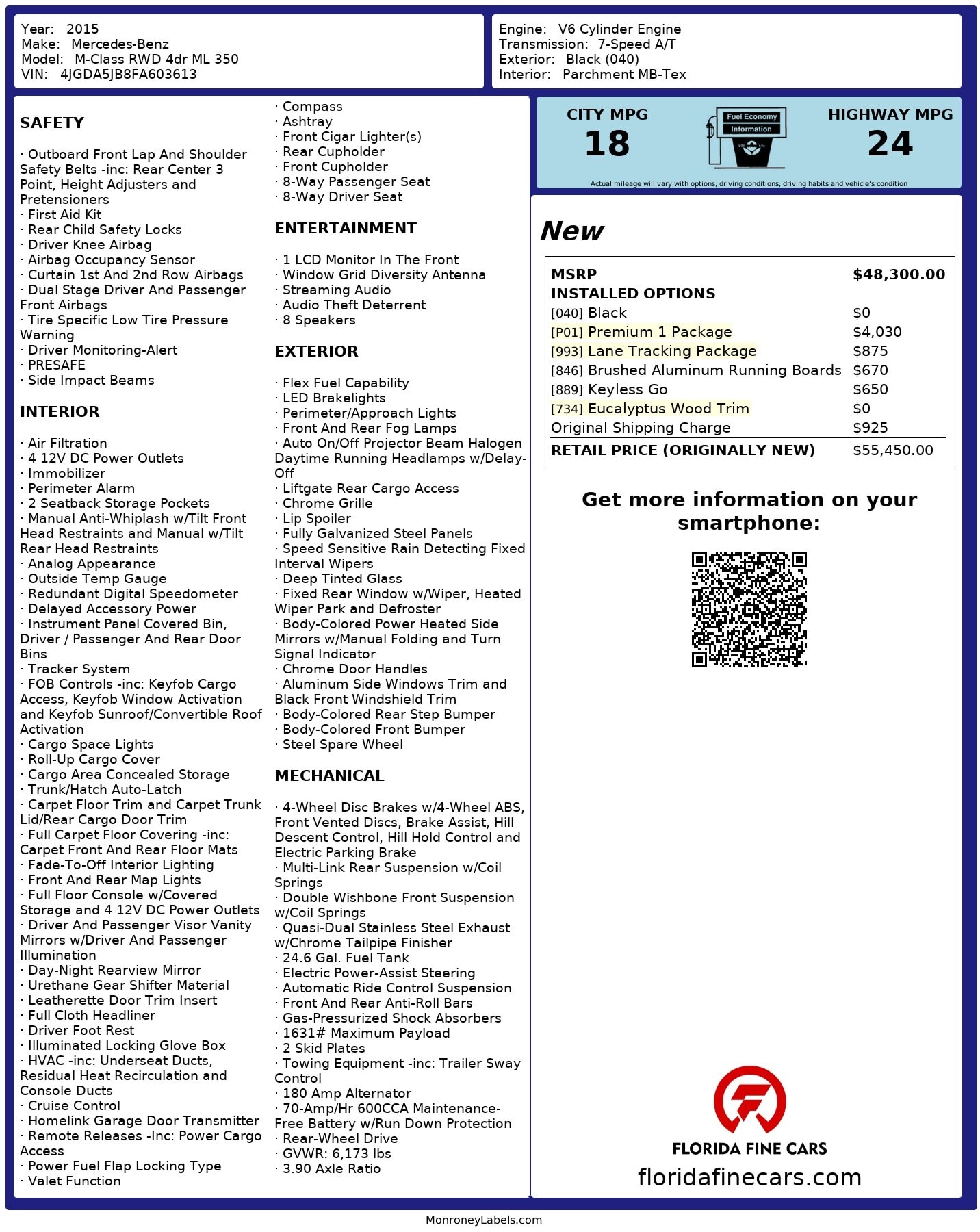 Florida Fine Cars - Used MERCEDES-BENZ M-CLASS 2015 WEST PALM ML 350