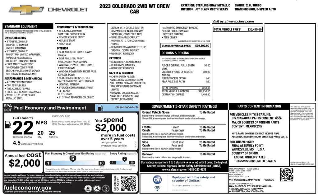 Florida Fine Cars - Used CHEVROLET COLORADO 2023 ORLANDO 2WD WORK TRUCK