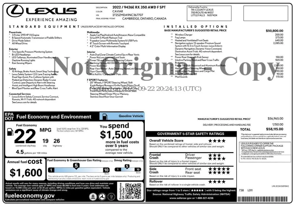 Florida Fine Cars - Used LEXUS RX 2022 MARGATE RX 350 F SPORT APPEARANCE