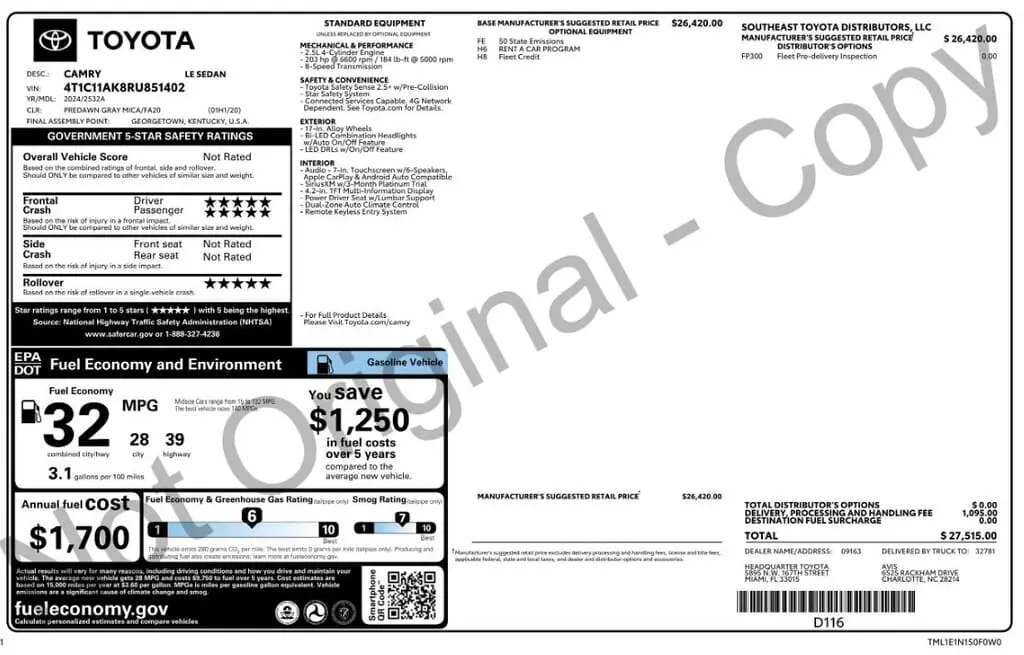 Florida Fine Cars - Used TOYOTA CAMRY 2024 MIAMI LE
