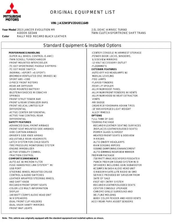 Florida Fine Cars - Used MITSUBISHI LANCER EVOLUTION 2013 MIAMI MR