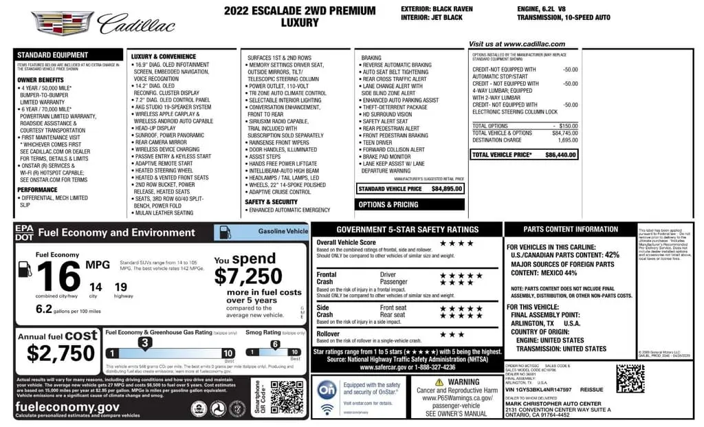 Florida Fine Cars - Used CADILLAC ESCALADE 2022 WEST PALM PREMIUM LUXURY