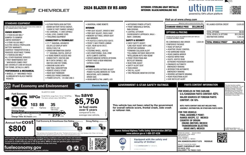 Florida Fine Cars - Used CHEVROLET BLAZER EV 2024 WEST PALM EAWD RS