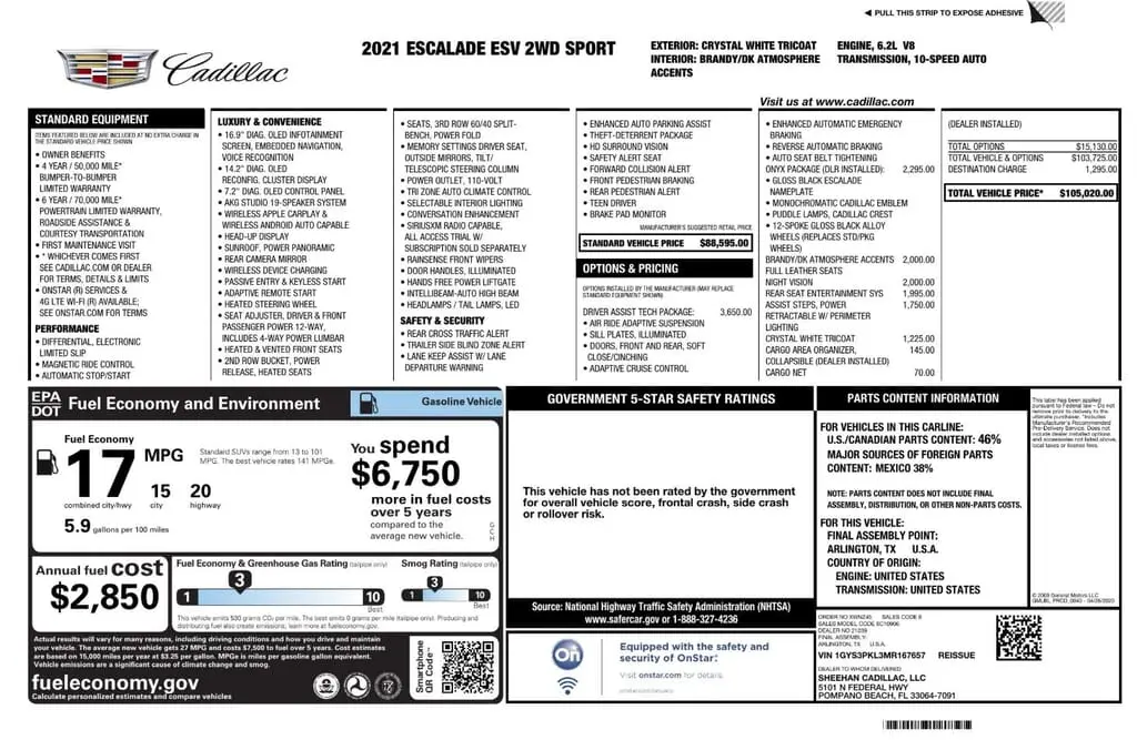 Florida Fine Cars - Used CADILLAC ESCALADE ESV 2021 WEST PALM SPORT