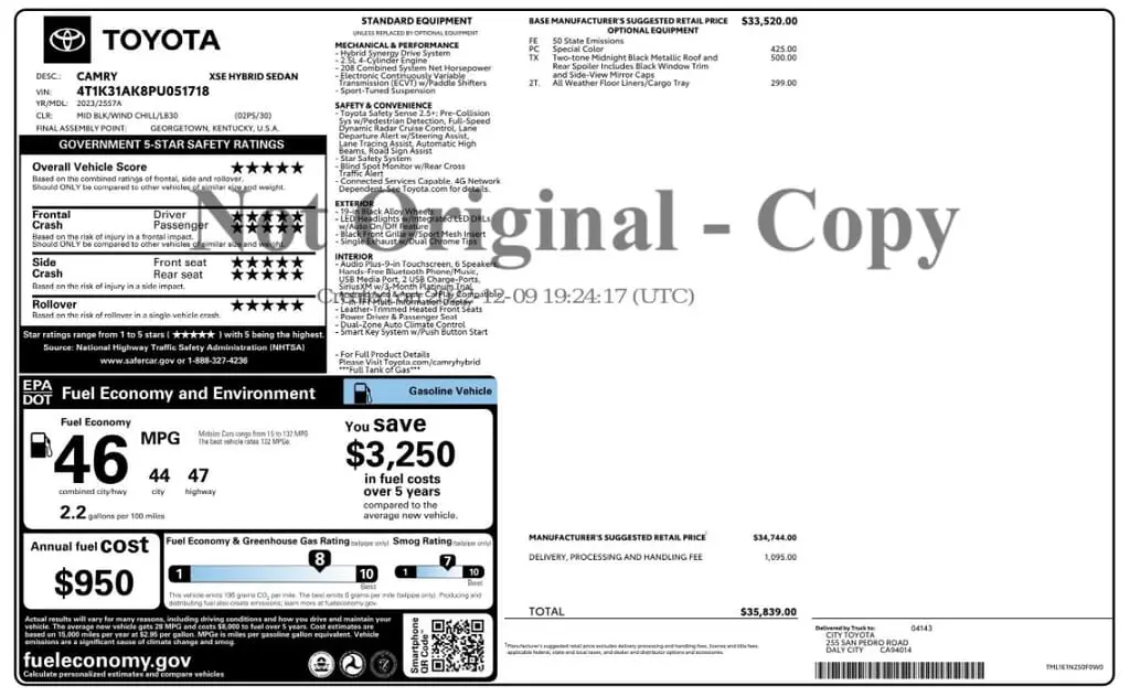 Florida Fine Cars - Used TOYOTA CAMRY 2023 MIAMI HYBRID XSE