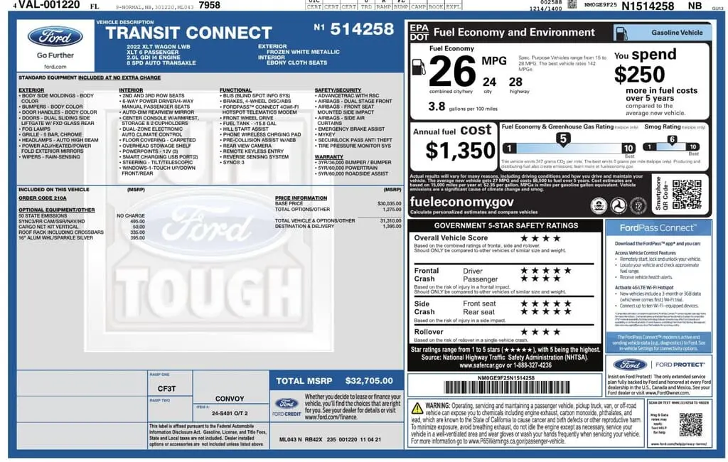 Florida Fine Cars - Used FORD TRANSIT CONNECT WAGON 2022 WEST PALM XLT