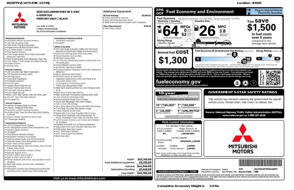 Florida Fine Cars - Used MITSUBISHI OUTLANDER PHEV 2023 MIAMI SE