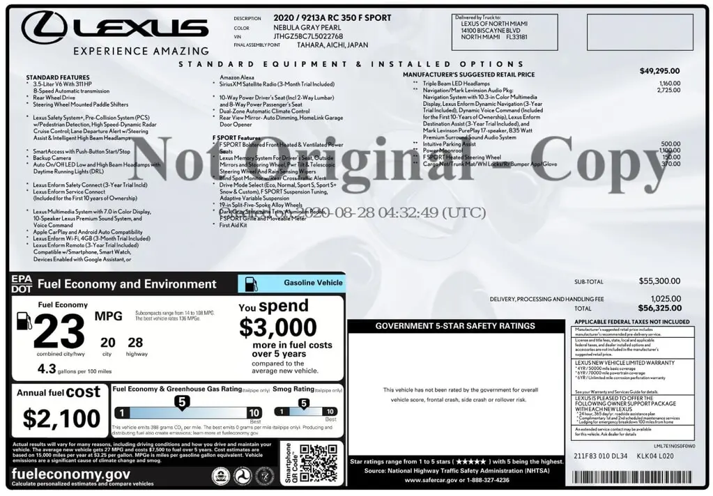 Florida Fine Cars - Used LEXUS RC 2020 WEST PALM RC 350 F SPORT