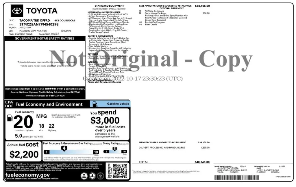 Florida Fine Cars - Used TOYOTA TACOMA 4WD 2023 MARGATE TRD OFF-ROAD