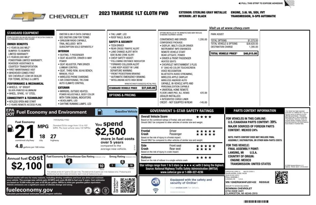 Florida Fine Cars - Used CHEVROLET TRAVERSE 2023 MIAMI LT CLOTH