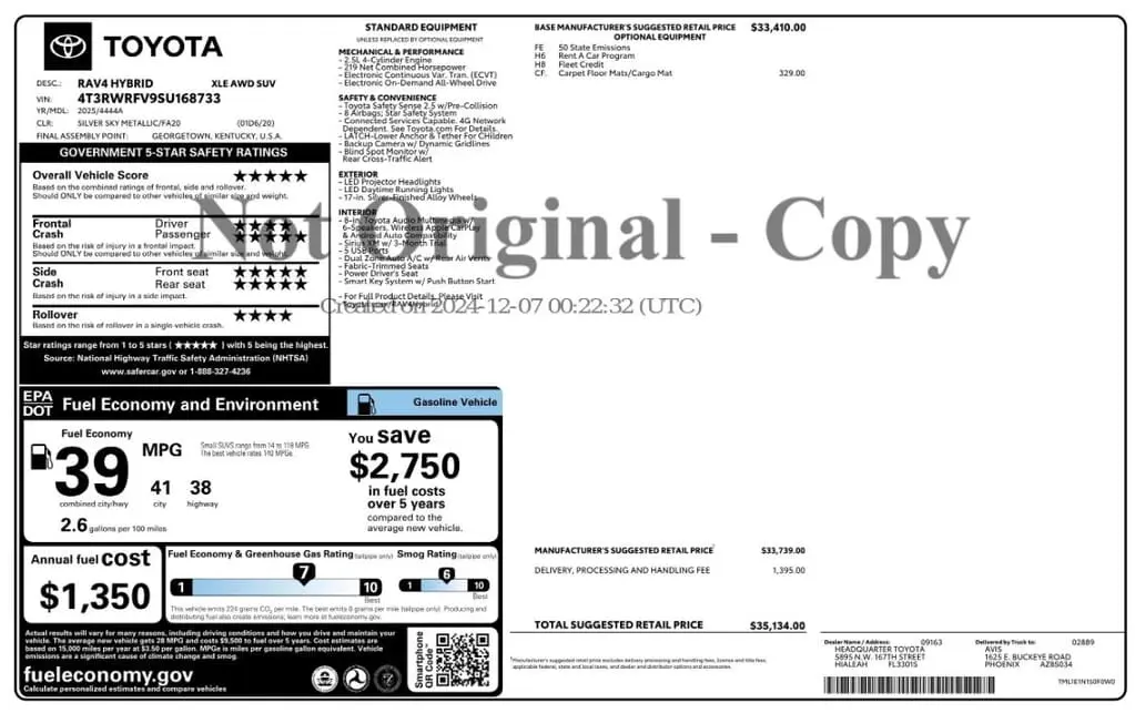 Florida Fine Cars - Used TOYOTA RAV4 2025 WEST PALM HYBRID XLE