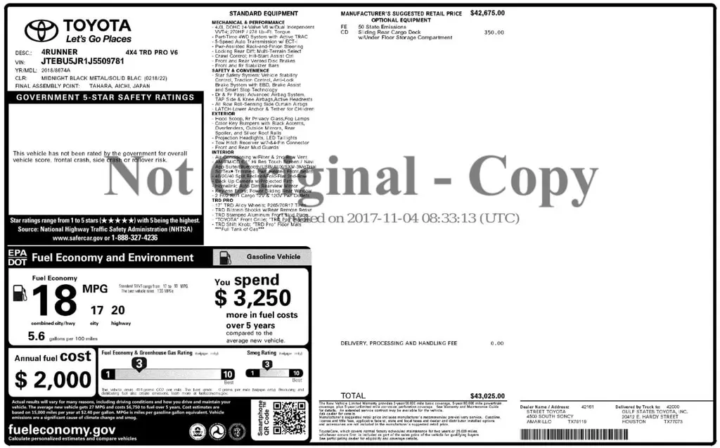 Florida Fine Cars - Used TOYOTA 4RUNNER 2018 ORLANDO TRD PRO