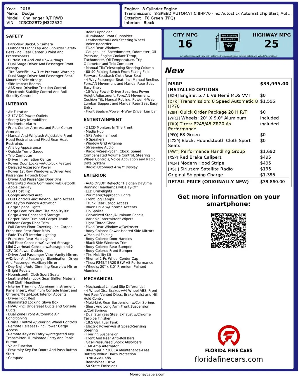 Florida Fine Cars - Used DODGE CHALLENGER 2018 WEST PALM R/T