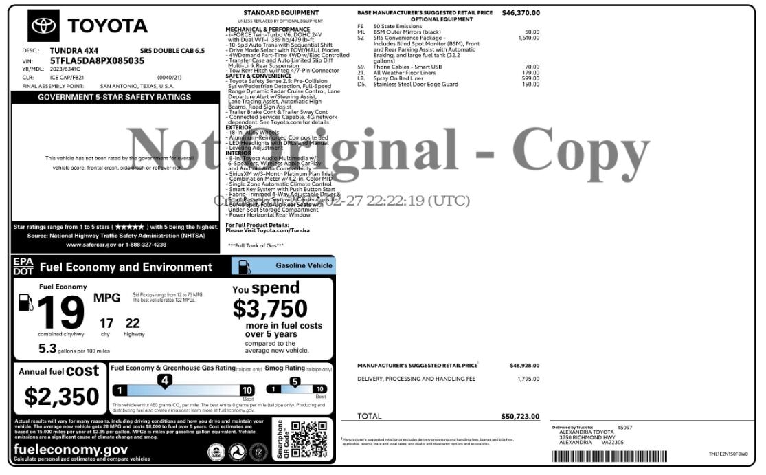 Florida Fine Cars - Used vehicle - TRUCK TOYOTA TUNDRA 4WD 2023