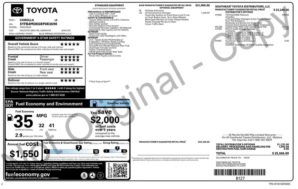 Florida Fine Cars - Used TOYOTA COROLLA 2024 MARGATE LE
