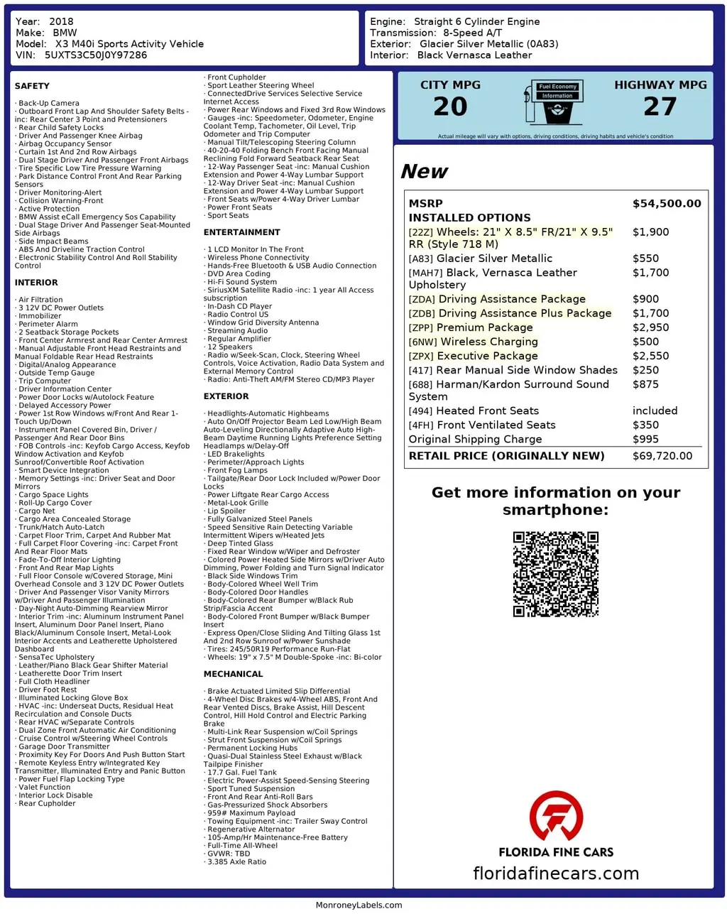 Florida Fine Cars - Used BMW X3 2018 WEST PALM M40I