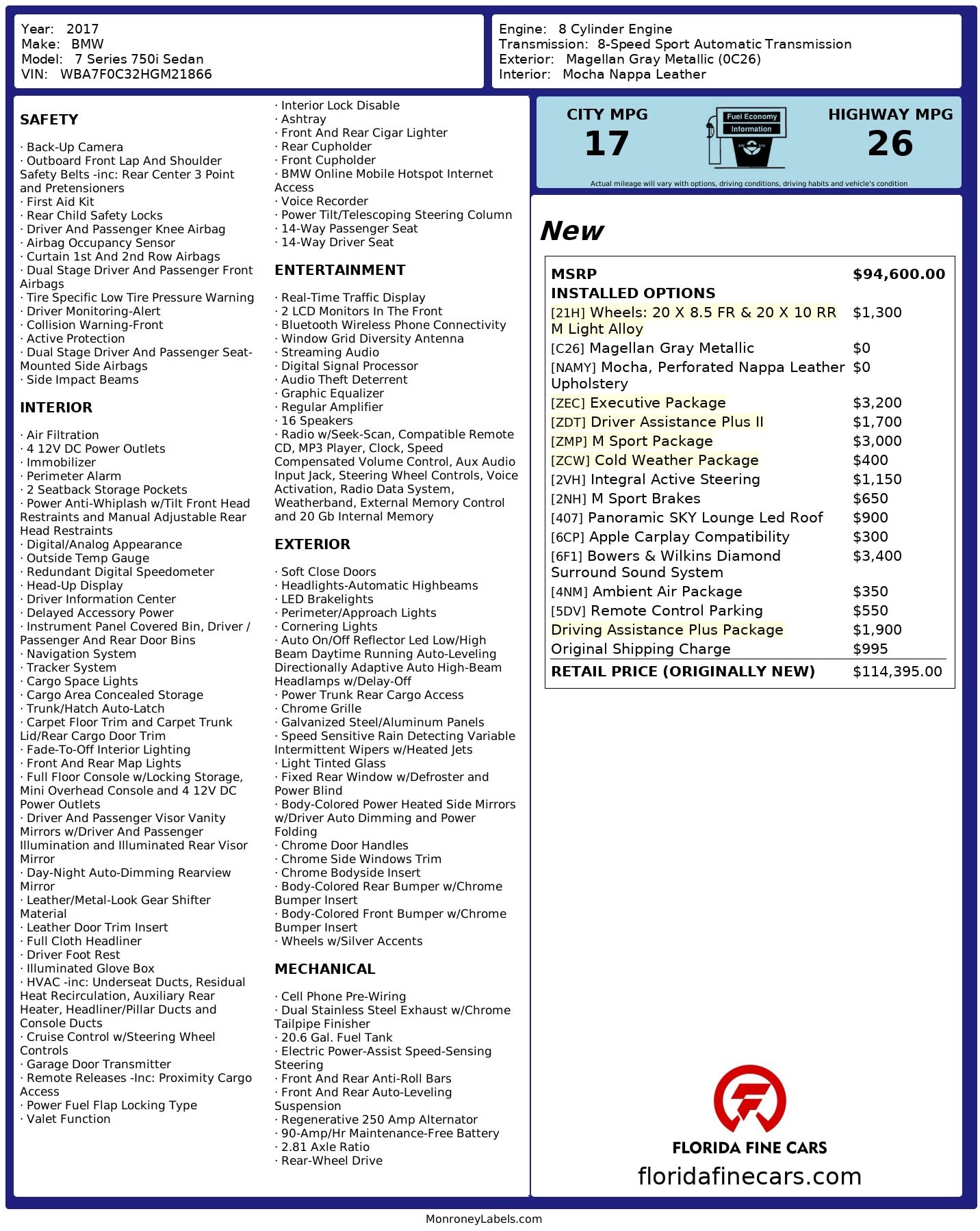 Florida Fine Cars - Used BMW 7 SERIES 2017 ORLANDO 750I