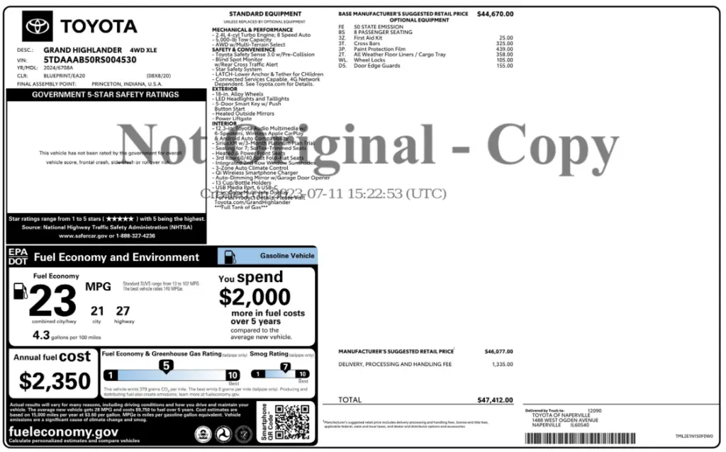 Florida Fine Cars - Used TOYOTA GRAND HIGHLANDER 2024 WEST PALM XLE