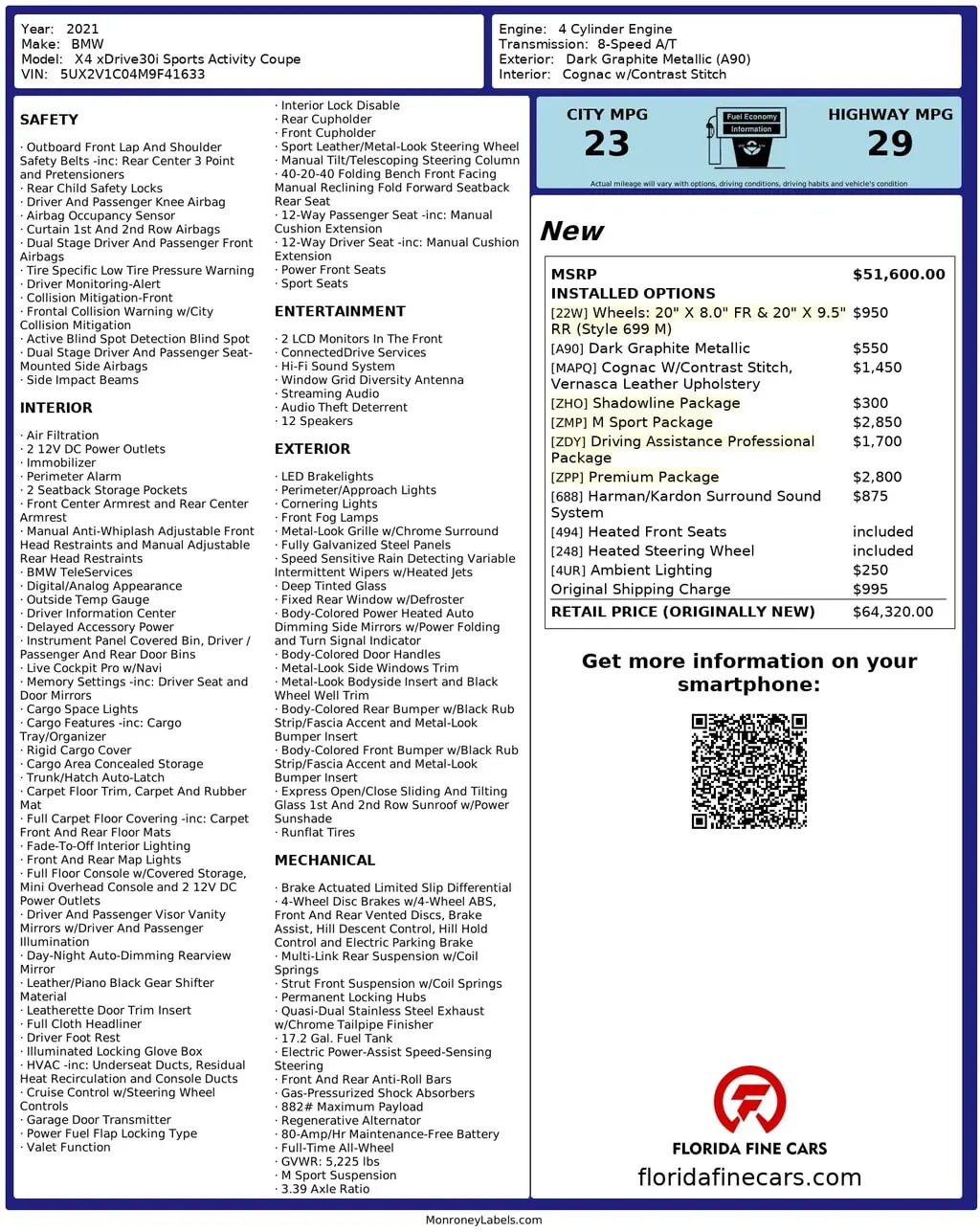 Florida Fine Cars - Used BMW X4 2021 ORLANDO XDRIVE30I