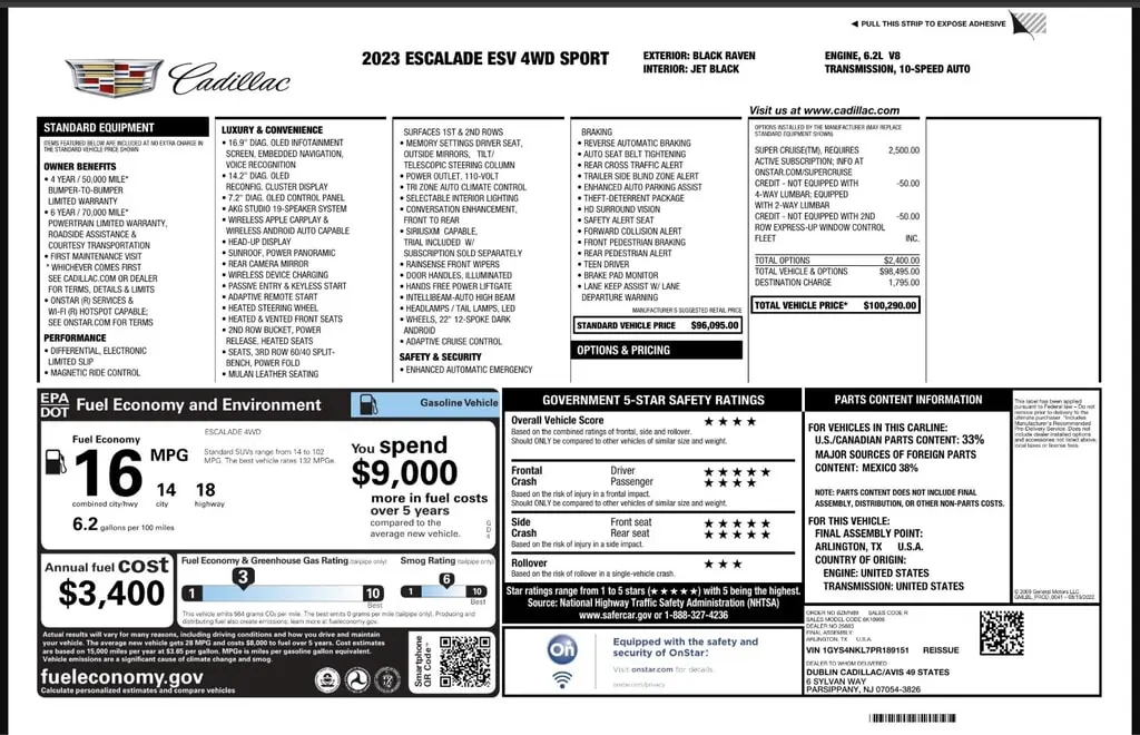Florida Fine Cars - Used CADILLAC ESCALADE ESV 2023 WEST PALM 4WD SPORT