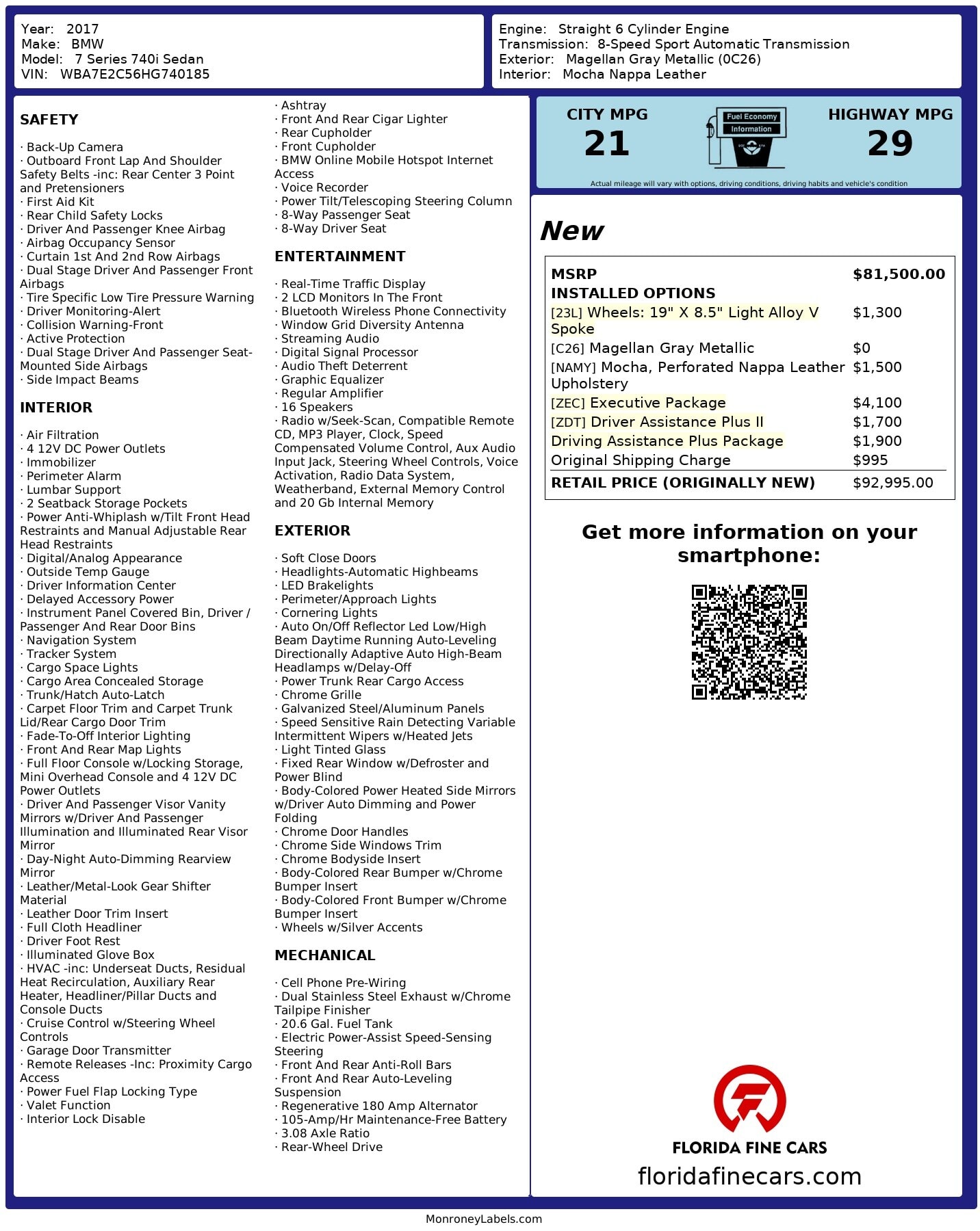 Florida Fine Cars - Used BMW 7 SERIES 2017 MIAMI 740I