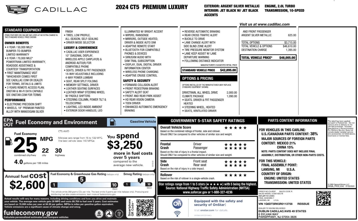 Florida Fine Cars - Used vehicle - SEDAN CADILLAC CT5 2024