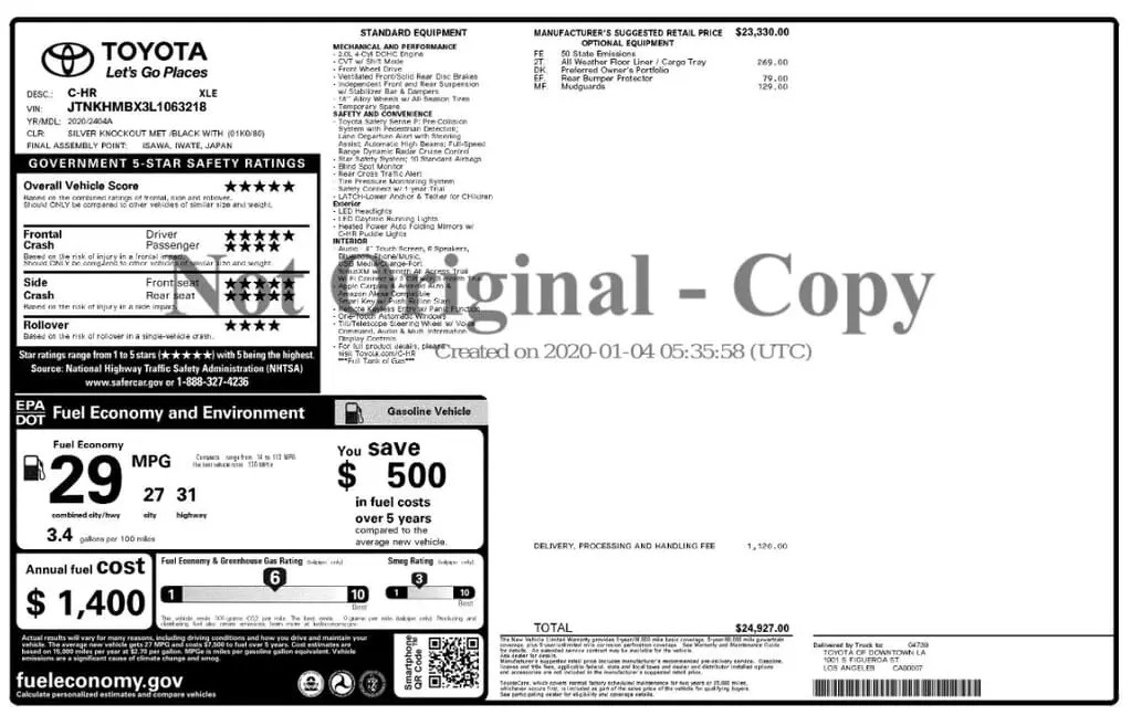 Florida Fine Cars - Used TOYOTA C-HR 2020 MARGATE XLE