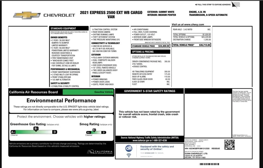 Florida Fine Cars - Used CHEVROLET EXPRESS 2021 WEST PALM 2500 Cargo Van 1WT 155.2" WB